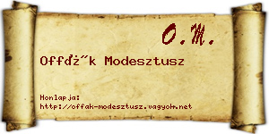 Offák Modesztusz névjegykártya